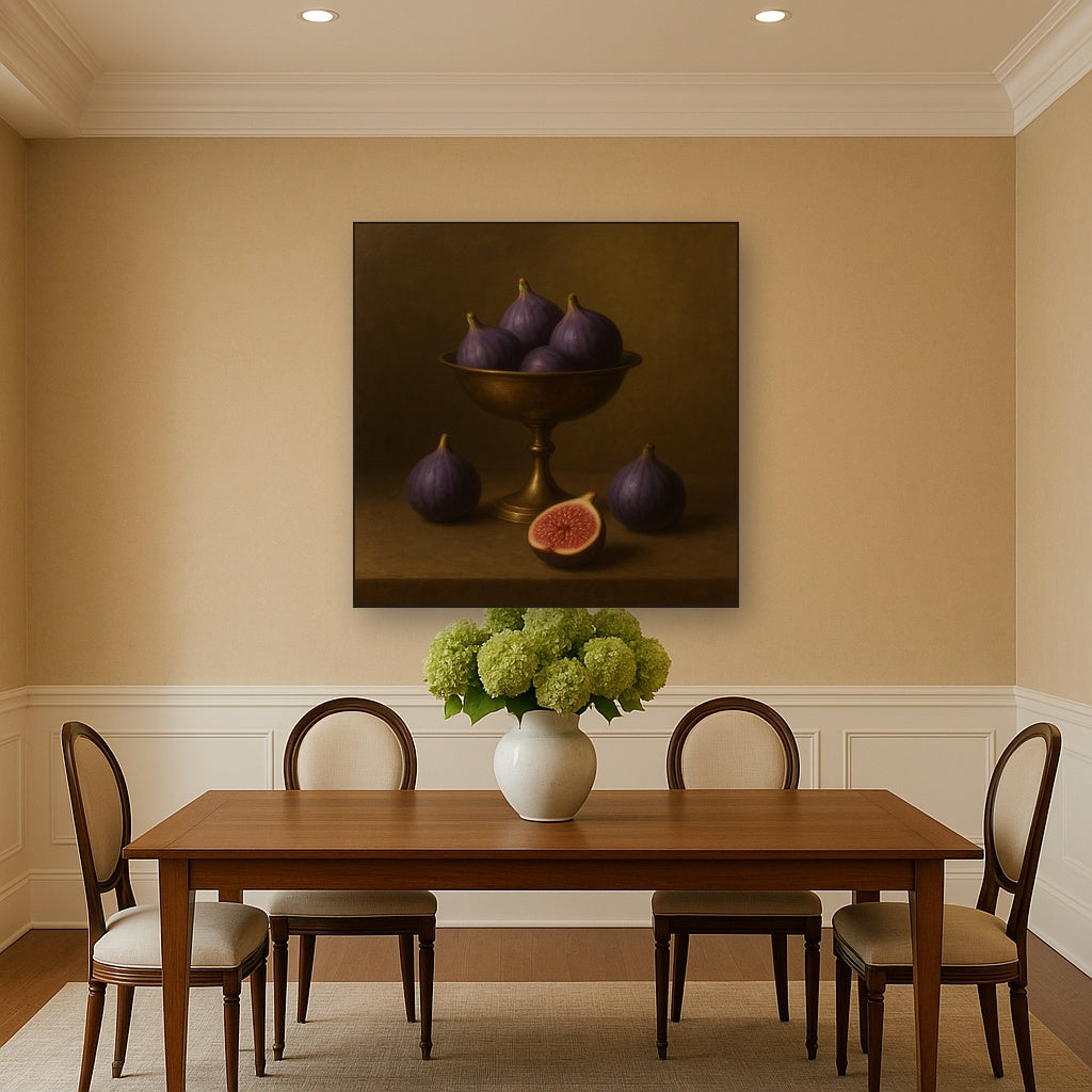 Ripe Figs & Bronze Compote Still Life No. 9 Oil Painting - View 4