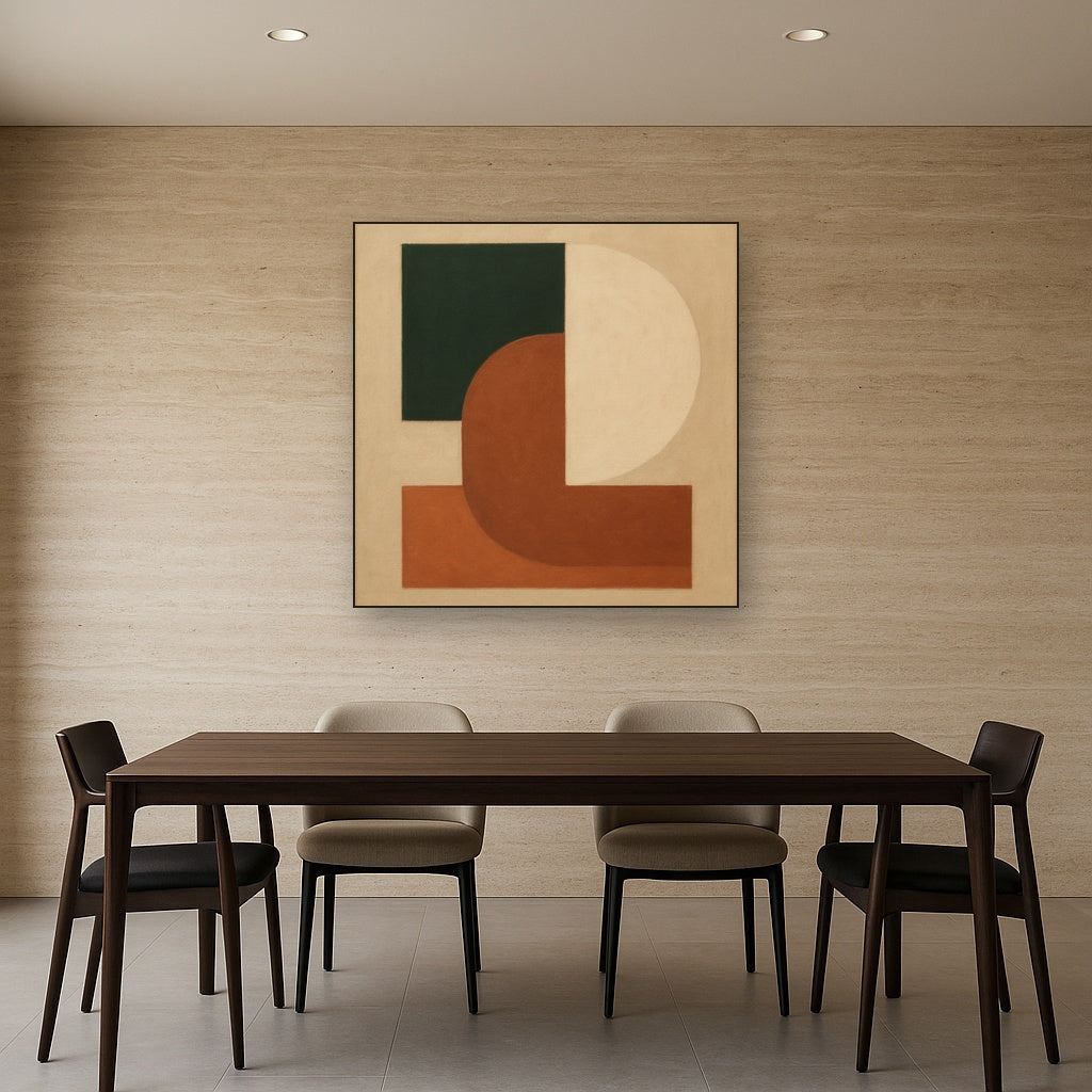 Forest Emerald & Chalk Interlock No. 6 - Modern Fine Art Oil Painting - View 4