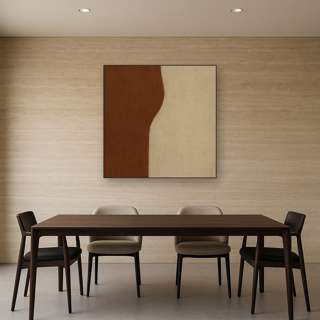 Burnt Umber & Greige Duet No. 7 - Modern Fine Art Oil Painting - View 4
