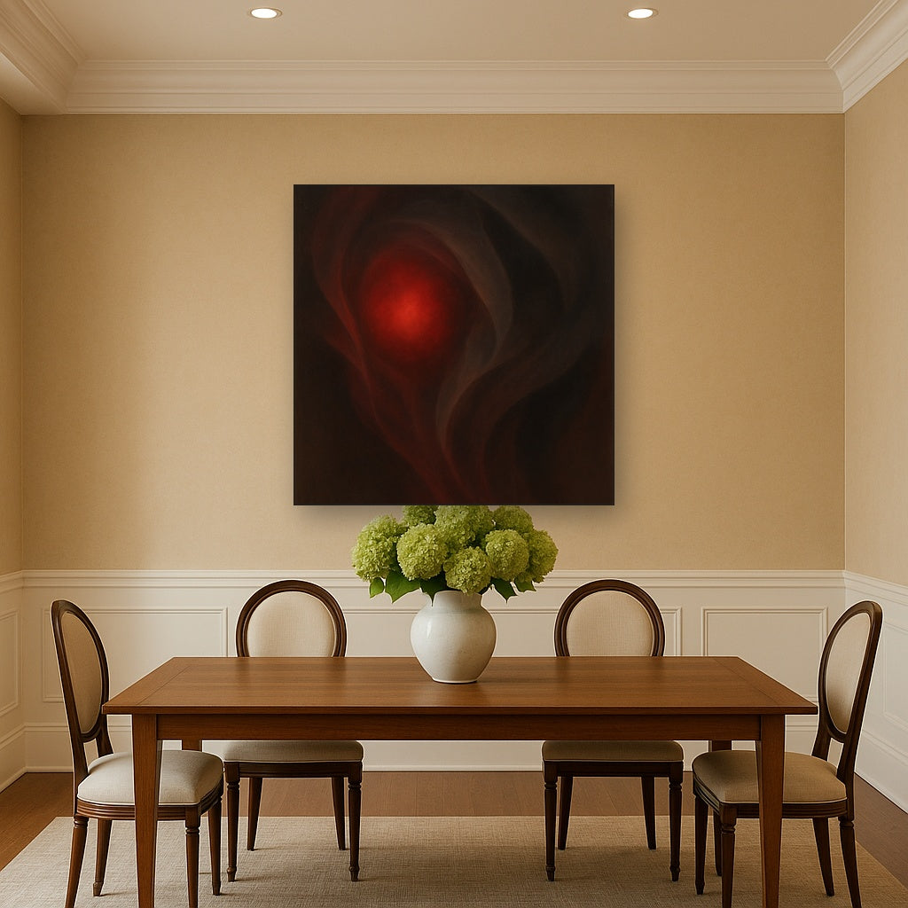 Smoky Ruby & Warm Obsidian Veils No. 8 Oil Painting - View 4