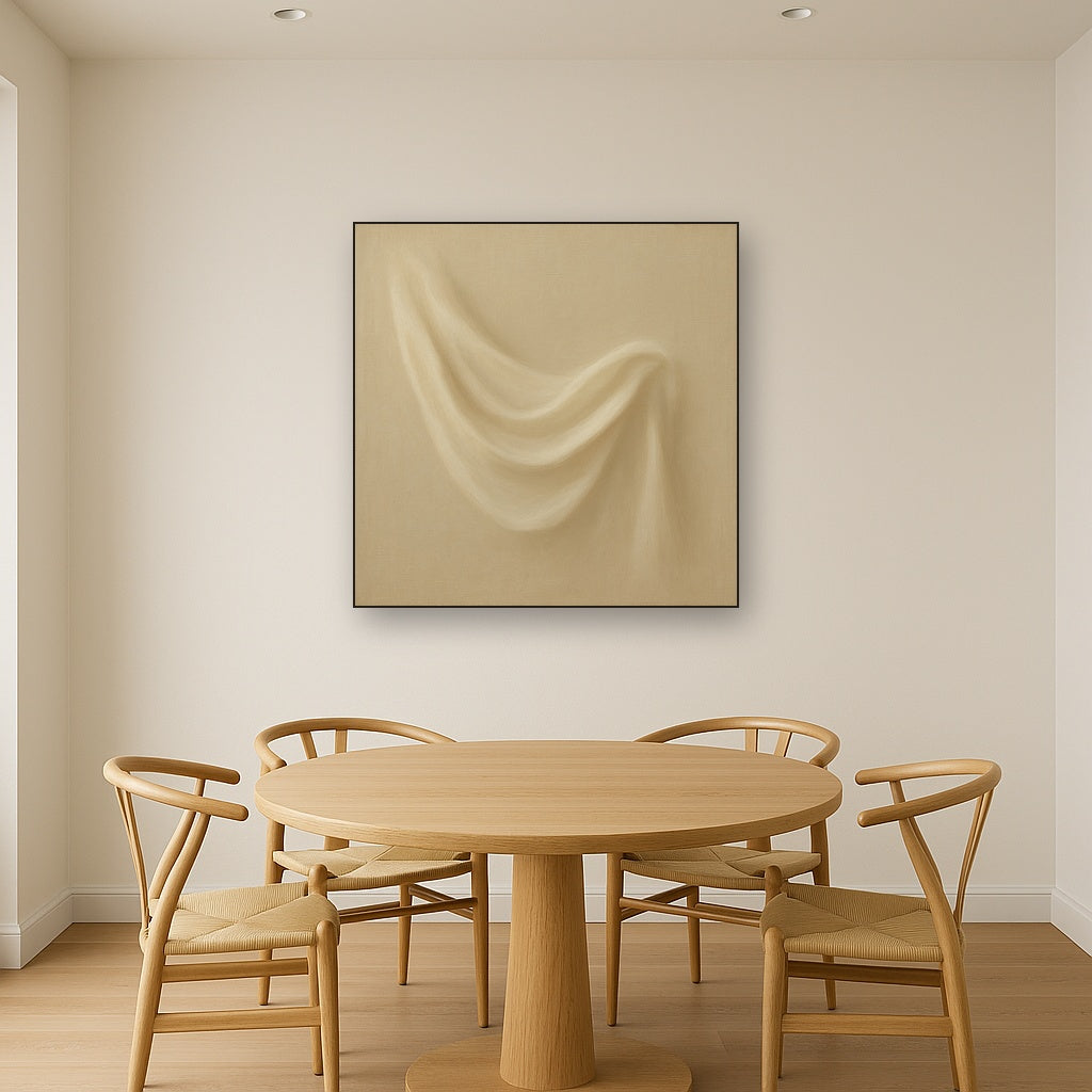 Alabaster Linen Texture Fold No. 4 - Modern Fine Art Oil Painting - View 4