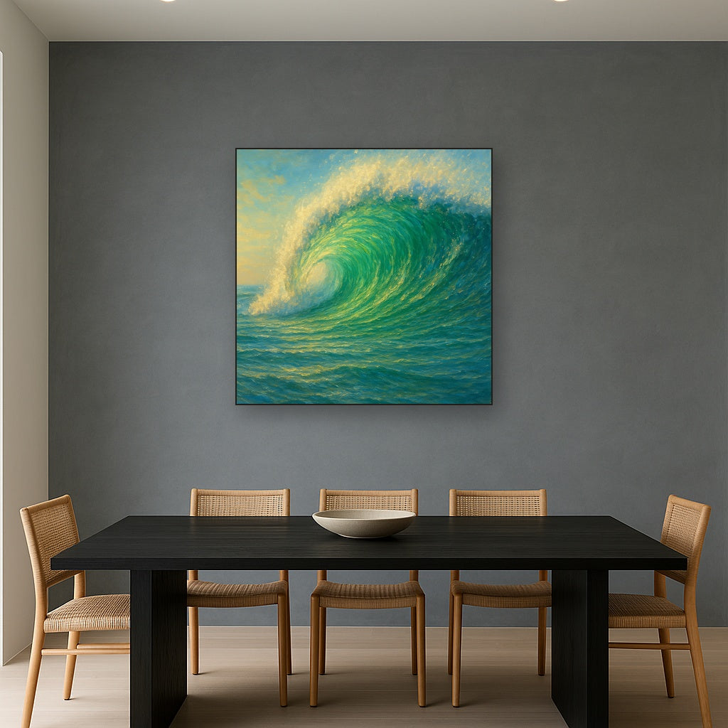 Emerald Breaker Wave in Crystalline Light No. 2 Fine Art Oil Painting - View 4