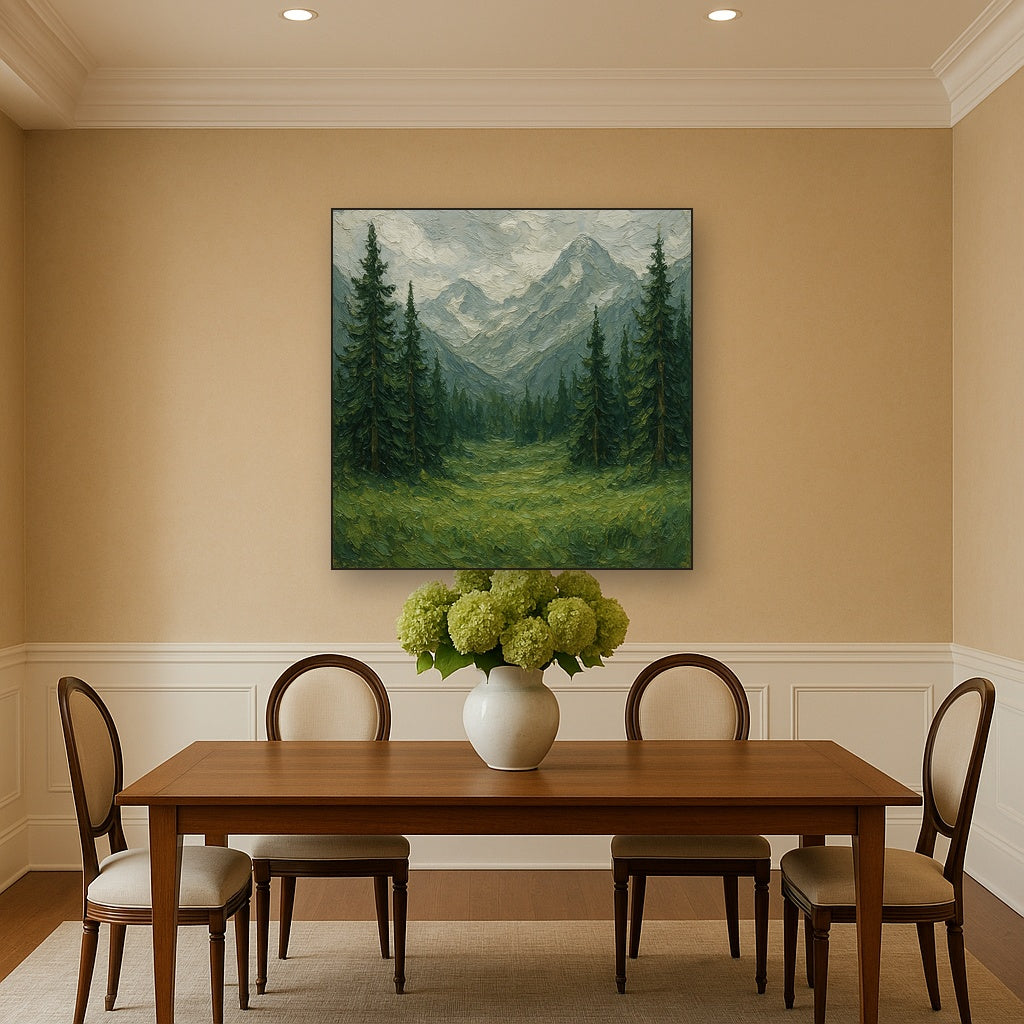 Alpine Glade Heavy Knife Impasto Oil Painting - View 4