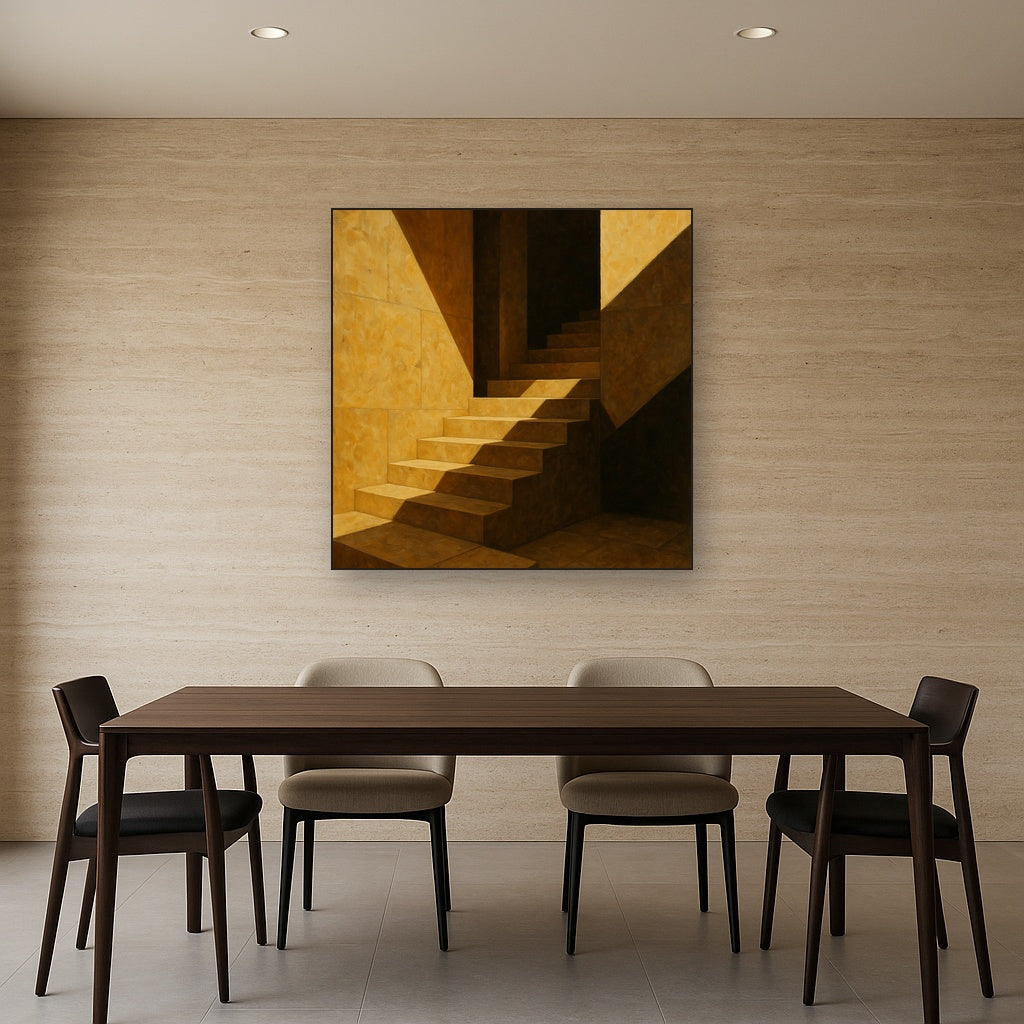 Modernist Staircase Study Geometric Oil Painting - View 4