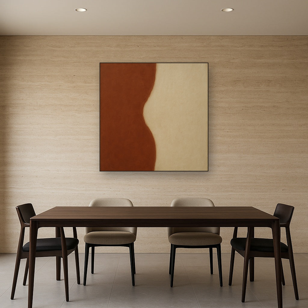 Burnt Umber & Greige Duet No. 7 - Modern Fine Art Oil Painting - View 4
