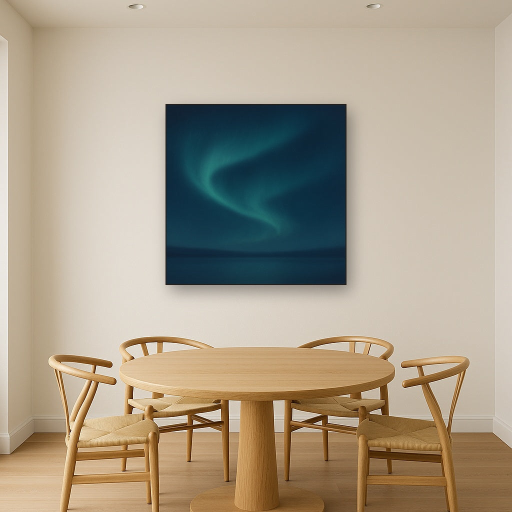 Aurora Borealis Veil in Deep Midnight Indigo No. 13 Oil Painting - View 4