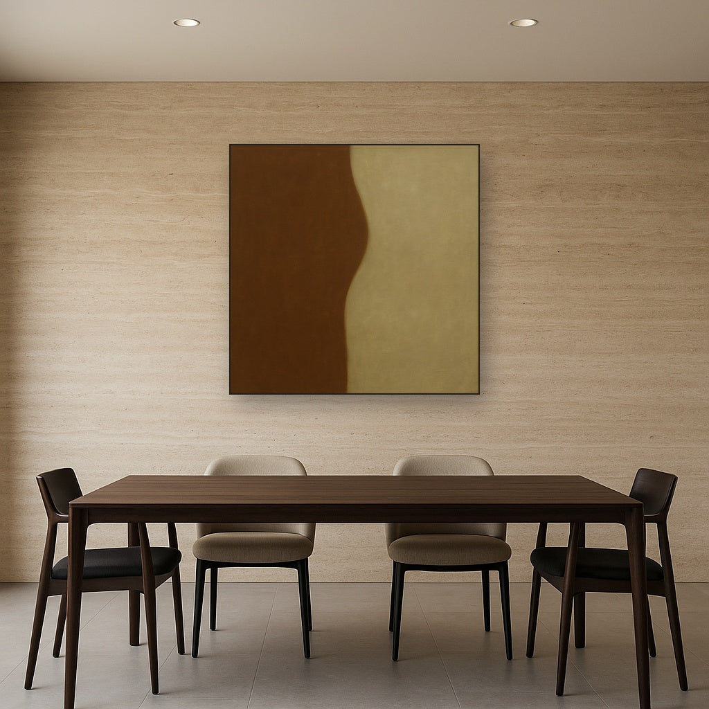 Burnt Umber & Greige Duet No. 7 - Modern Fine Art Oil Painting - View 4
