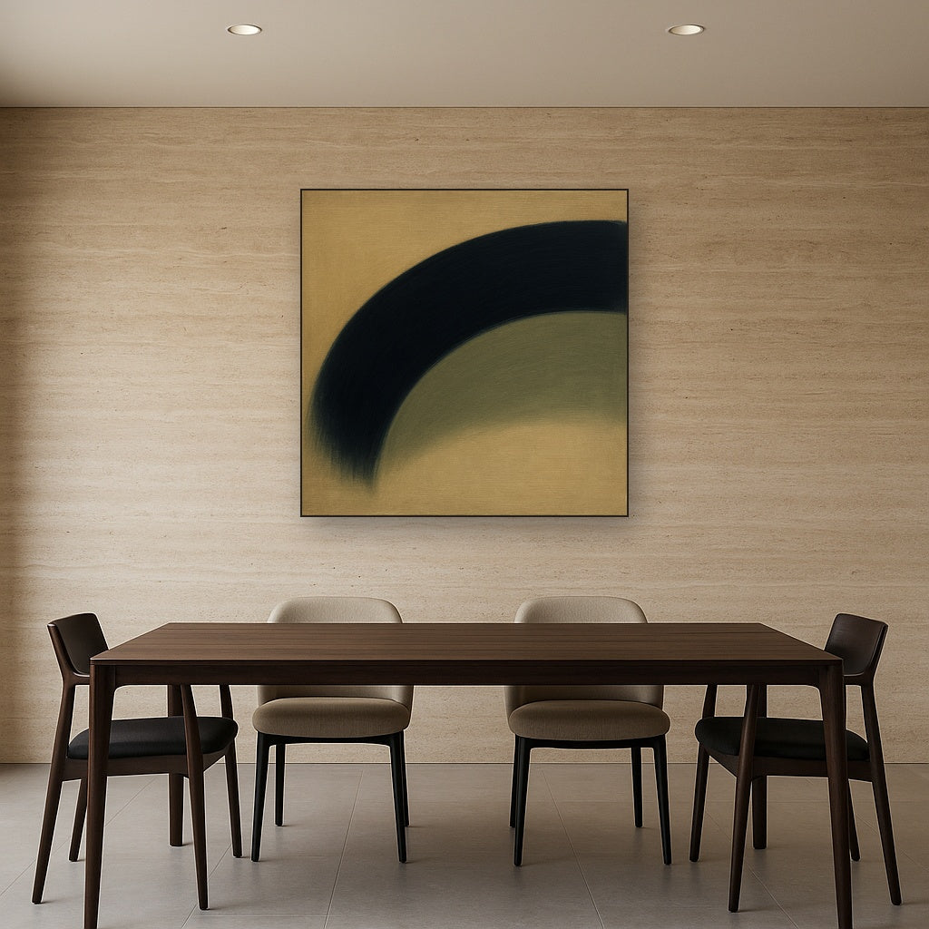 Navy Indigo & Warm Sand Sweep No. 2 - Modern Fine Art Oil Painting - View 4