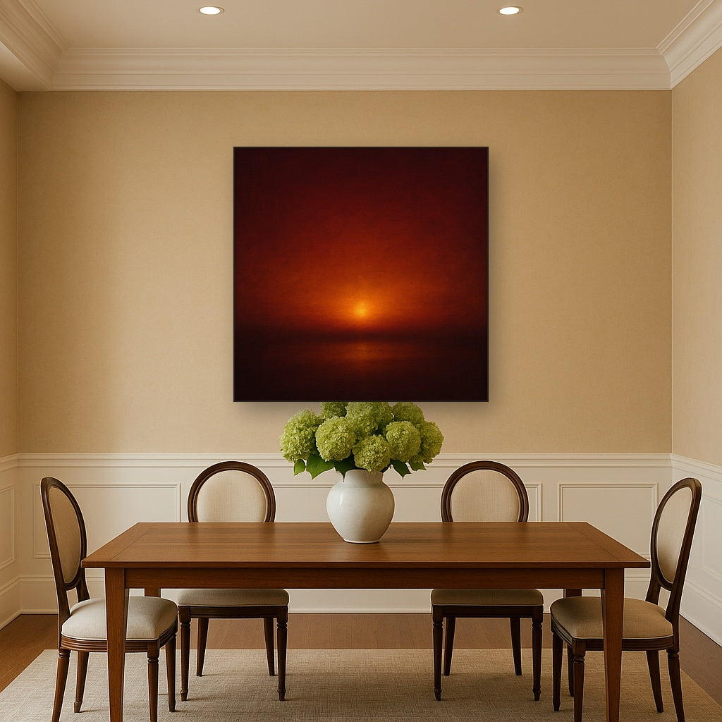Deep Garnet & Amber Candlelight Horizon No. 19 Oil Painting - View 4