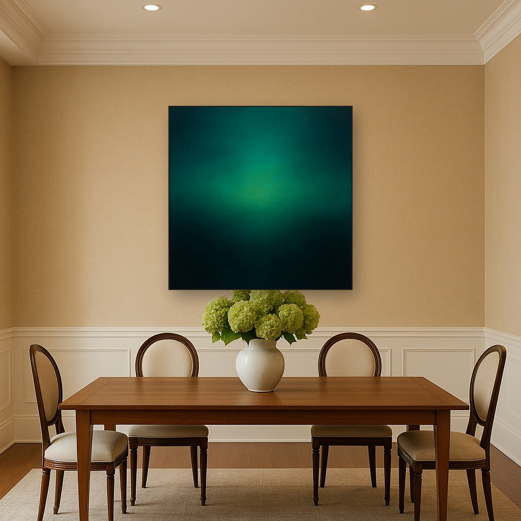 Midnight Teal & Deep Malachite Gradient No. 5 Oil Painting - View 4
