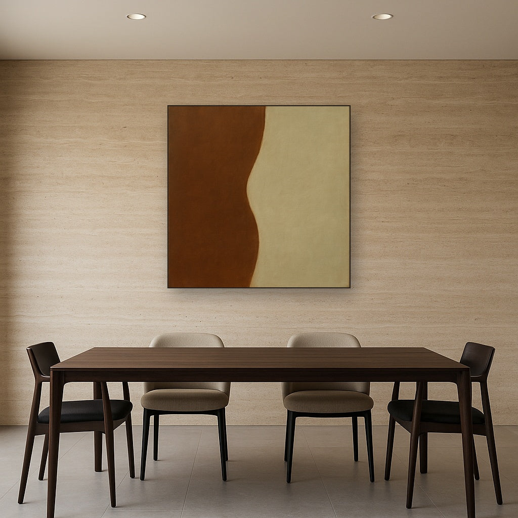 Burnt Umber & Greige Duet No. 7 - Modern Fine Art Oil Painting - View 4