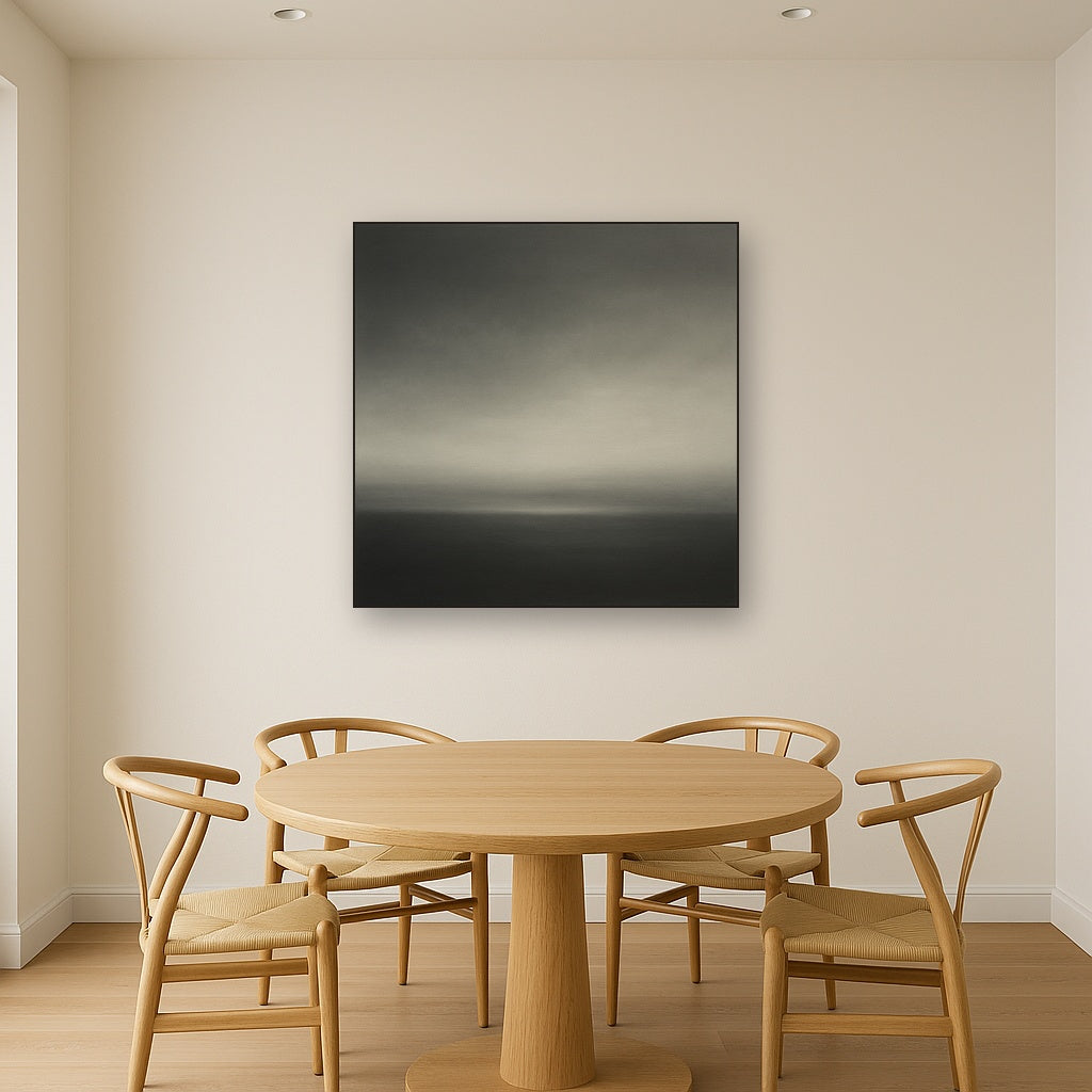 Monochrome Charcoal Drift & Soft Sfumato Horizon No. 25 Oil Painting - View 4