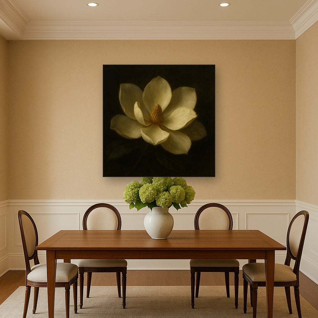 Magnolia Blossom in Quiet Chiaroscuro No. 8 Fine Art Oil Painting - View 4