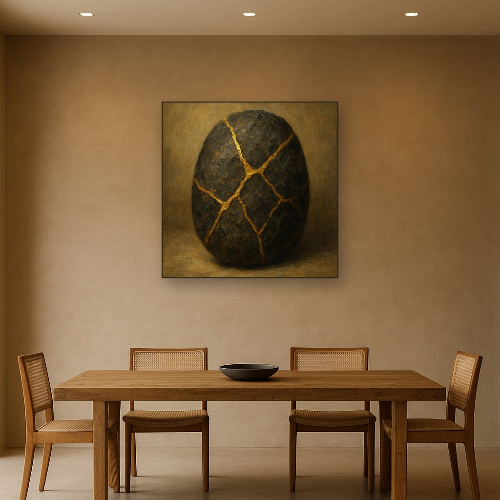 Kintsugi Gold Fracture Wabi-Sabi Oil Painting - View 4