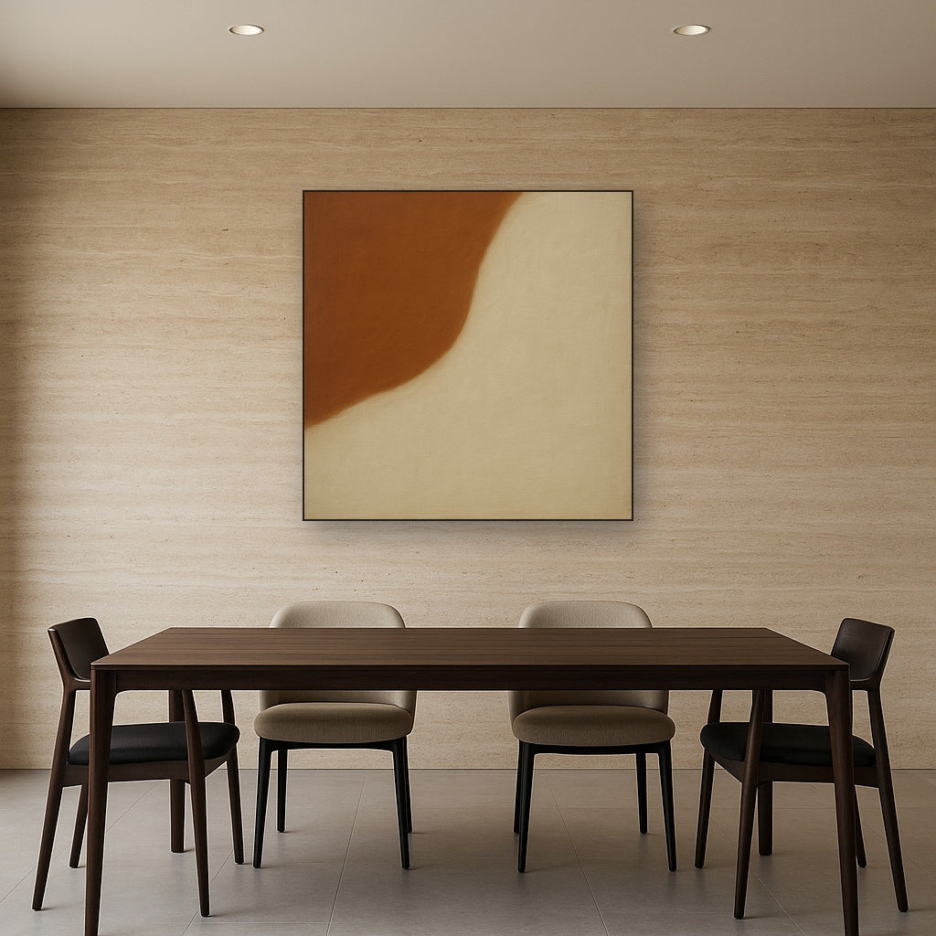 Burnt Umber & Greige Duet No. 7 - Modern Fine Art Oil Painting - View 4
