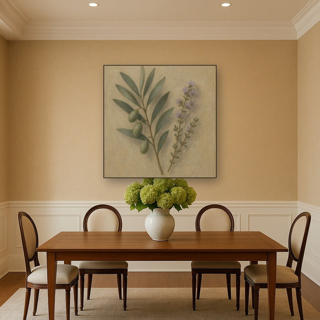 Olive Branches & Wild Thyme Botanical Study No. 2 Fine Art Oil Painting - View 4