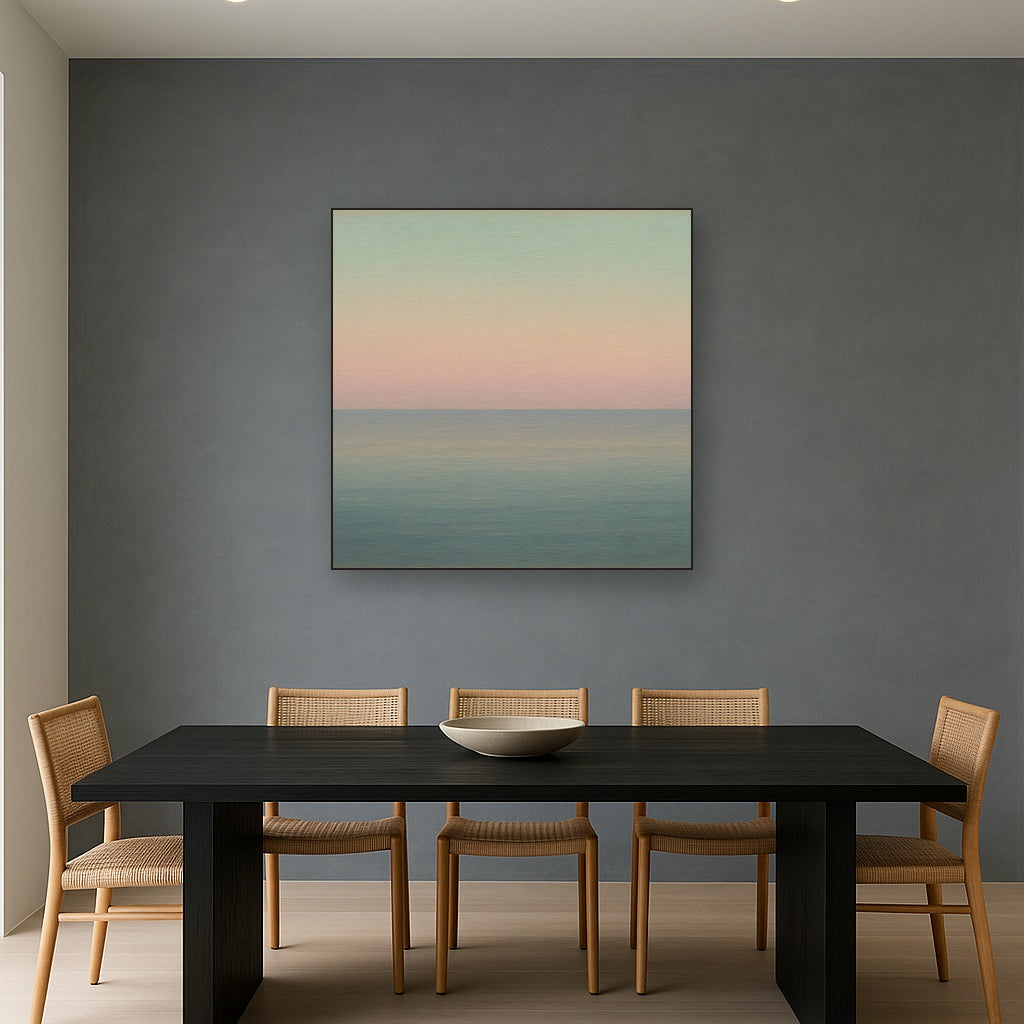Dusk Horizon in Pale Lavender & Slate No. 3 - Modern Fine Art Oil Painting - View 4