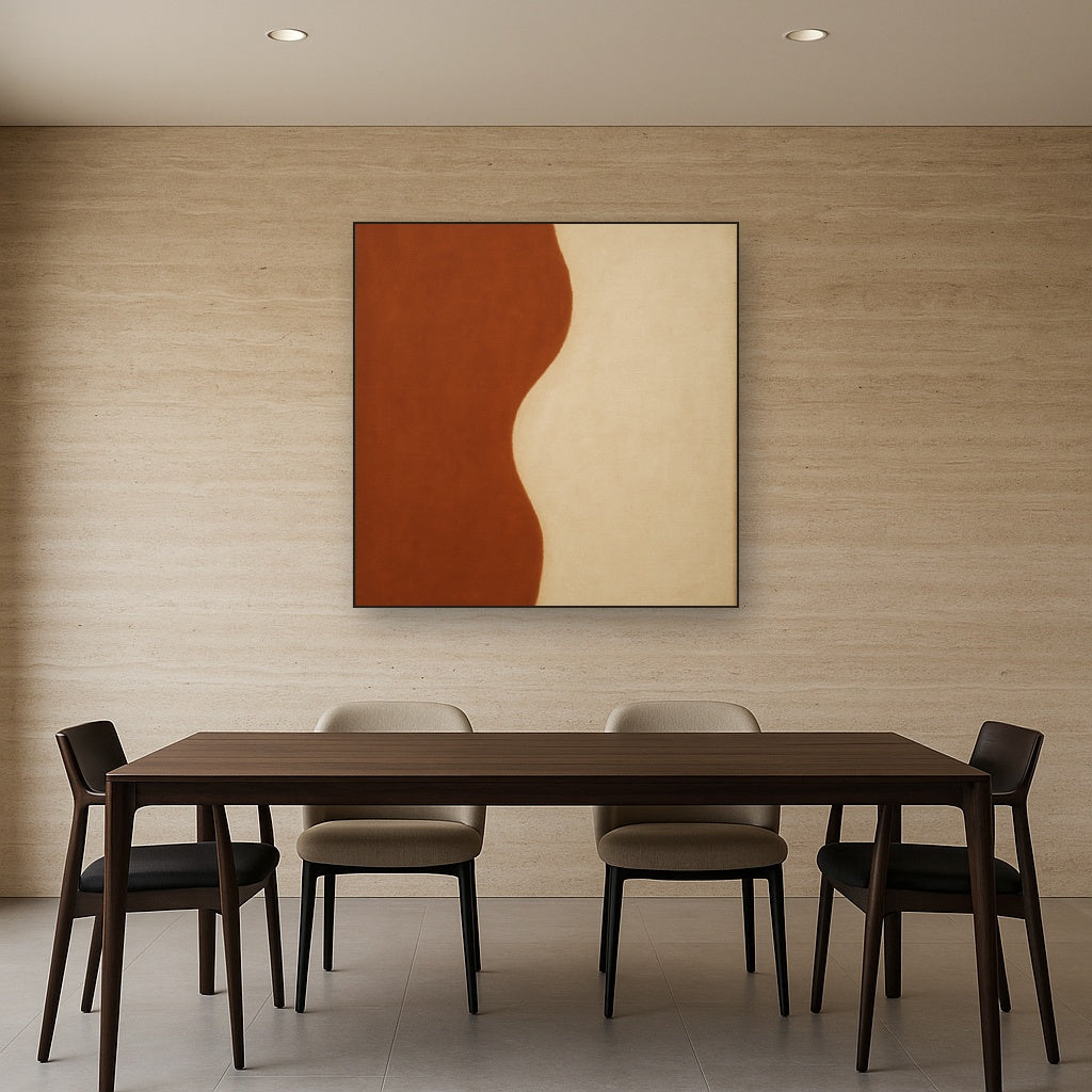 Burnt Umber & Greige Duet No. 7 - Modern Fine Art Oil Painting - View 4