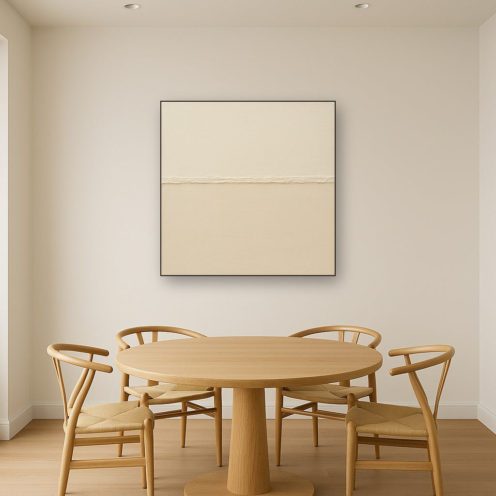 Minimalist White Horizon Band No. 7 - Modern Fine Art Oil Painting - View 4