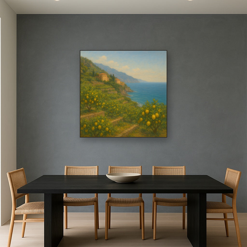 Italian Amalfi Coastline Terraces & Lemon Grove No. 4 Oil Painting - View 4