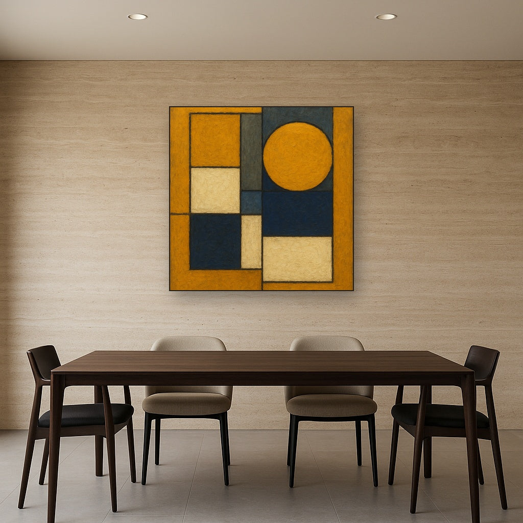 Bauhaus Geometric Balance No. 1 No. 6 Oil Painting - Styled in Elegant Dining Room