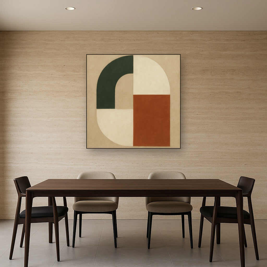 Forest Emerald & Chalk Interlock No. 6 - Modern Fine Art Oil Painting - View 4