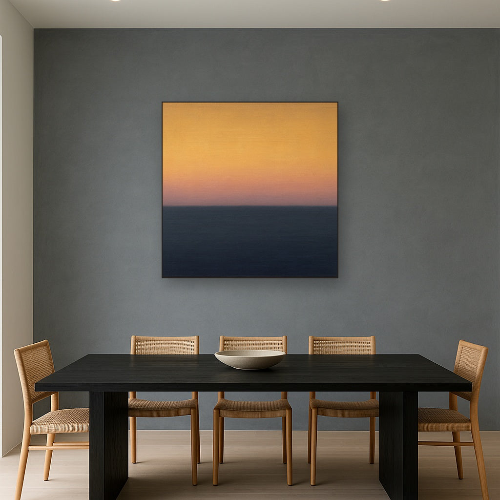 Dusk Horizon in Pale Lavender & Slate No. 3 - Modern Fine Art Oil Painting - View 4