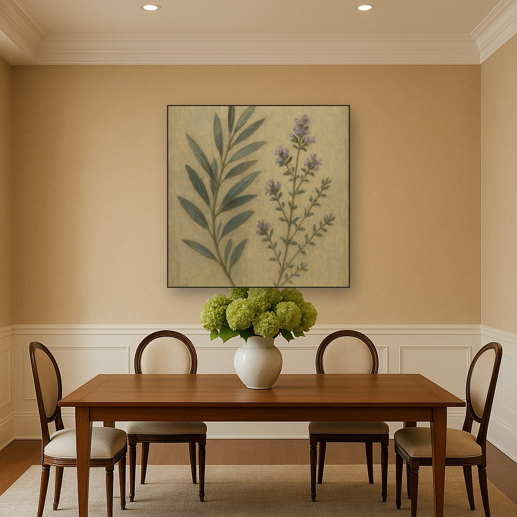 Olive Branches & Wild Thyme Botanical Study No. 4 Fine Art Oil Painting - View 4