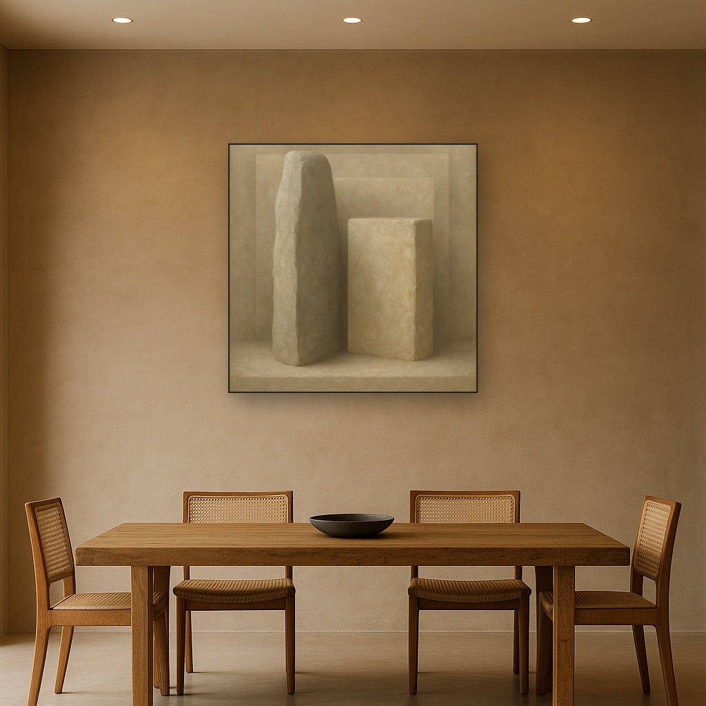 Driftwood Grey & Weathered Stone Monolith No. 26 Oil Painting - View 4