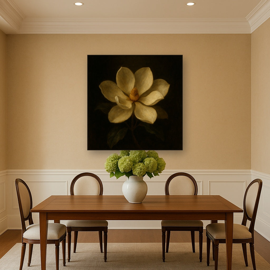 Magnolia Blossom in Quiet Chiaroscuro No. 3 Fine Art Oil Painting - View 4