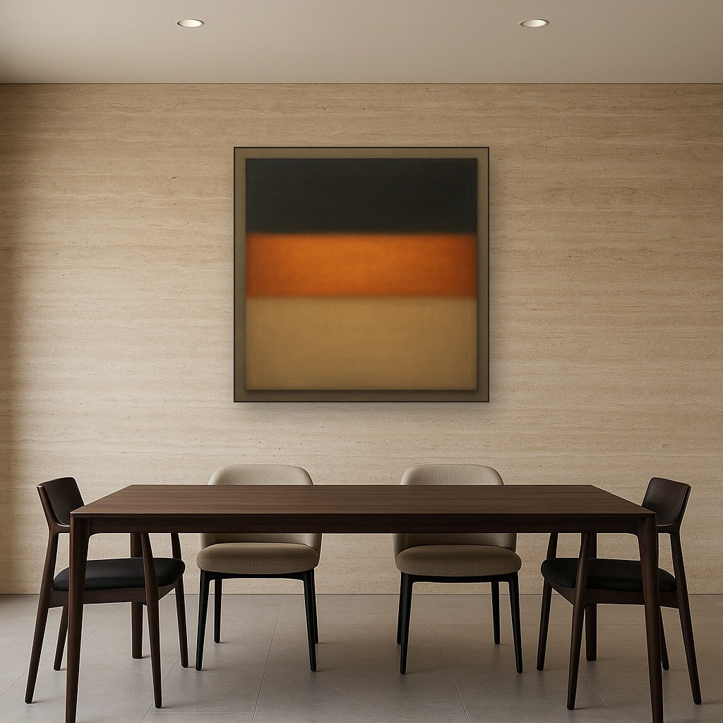 Charcoal Slate & Burnished Copper Horizon No. 2 Oil Painting - View 4