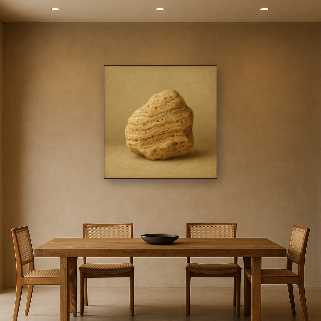Zen Stone & Warm Grey Void No. 5 - Modern Fine Art Oil Painting - View 4