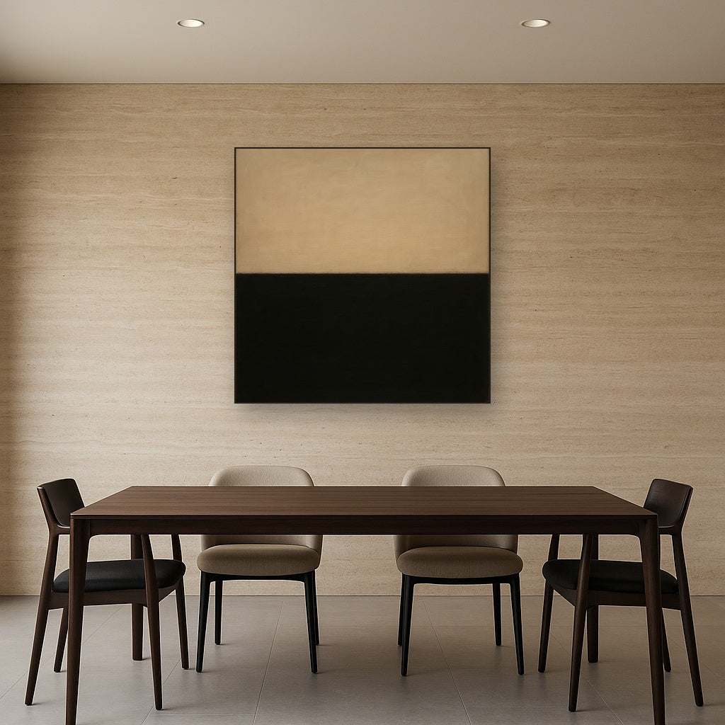 Onyx & Warm Biscuit Horizon No. 9 - Modern Fine Art Oil Painting - View 4