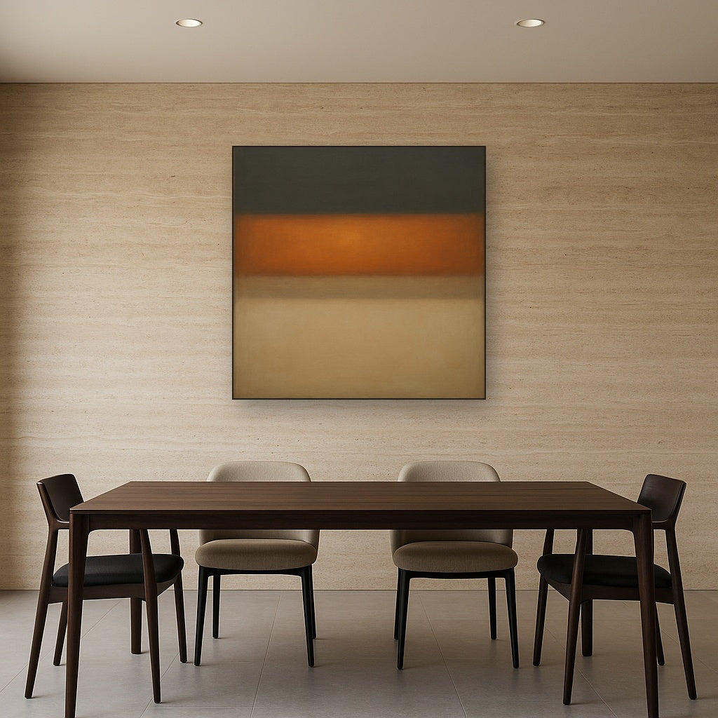 Charcoal Slate & Burnished Copper Horizon No. 19 Oil Painting - View 4