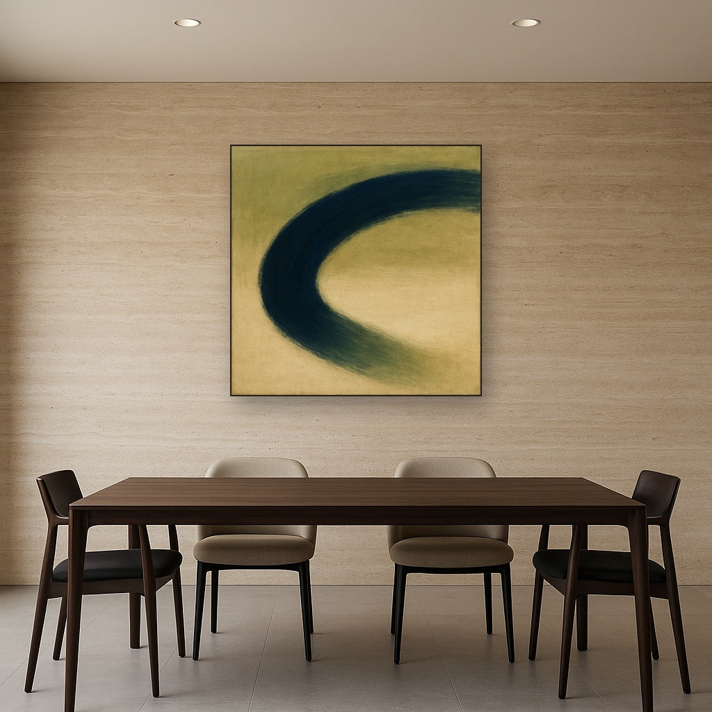 Navy Indigo & Warm Sand Sweep No. 2 - Modern Fine Art Oil Painting - View 4