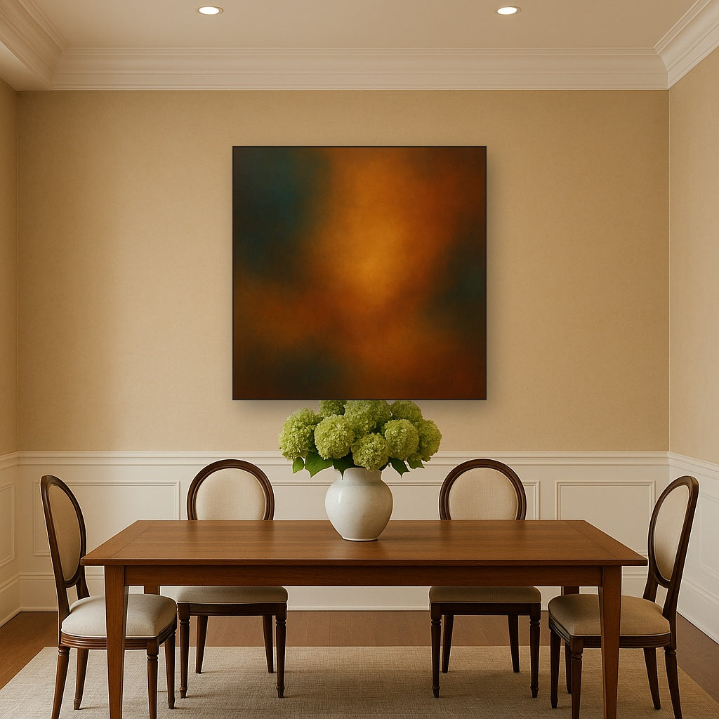 Deep Topaz & Spiced Terracotta Glow Oil Painting - View 4
