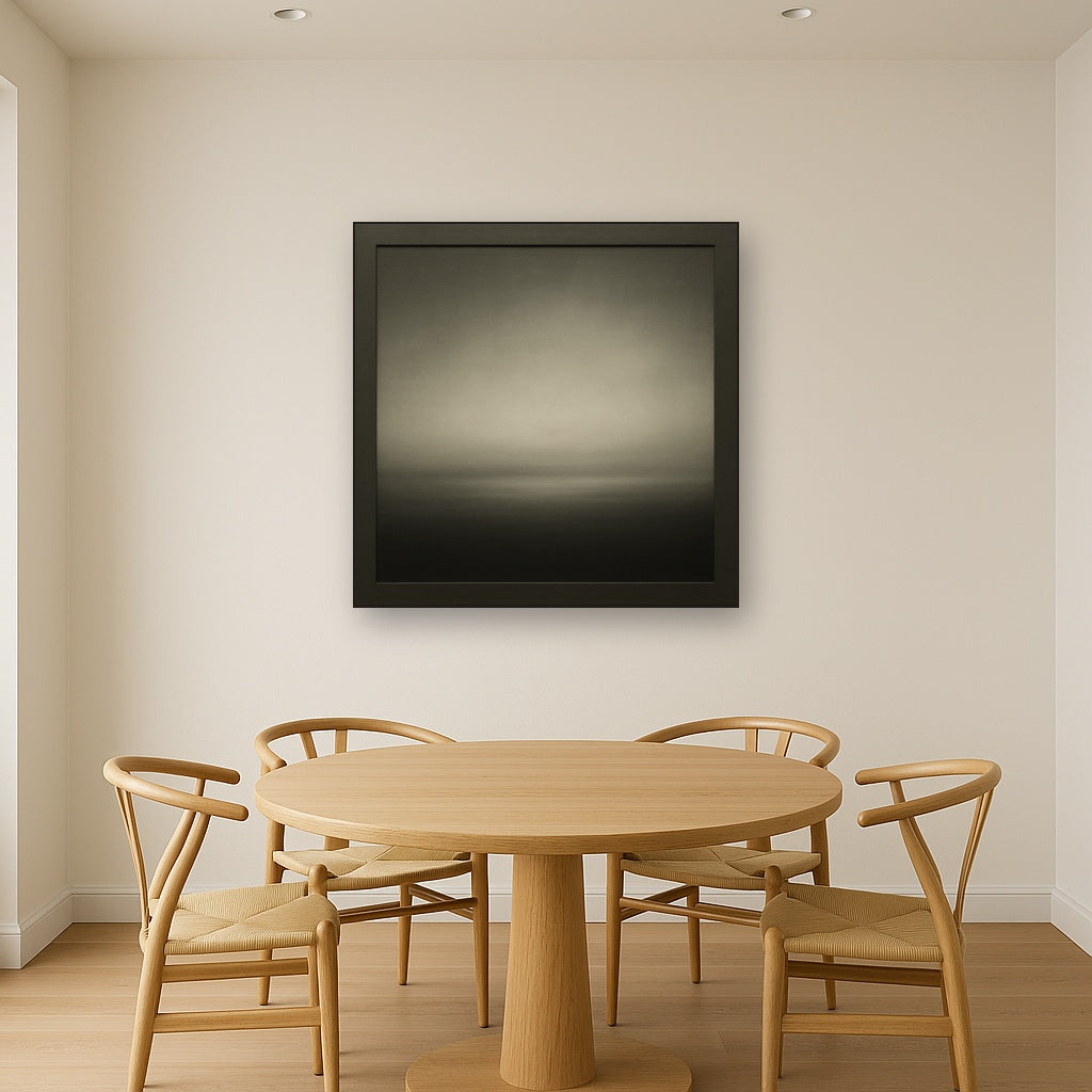 Monochrome Charcoal Drift & Soft Sfumato Horizon No. 18 Oil Painting - View 4