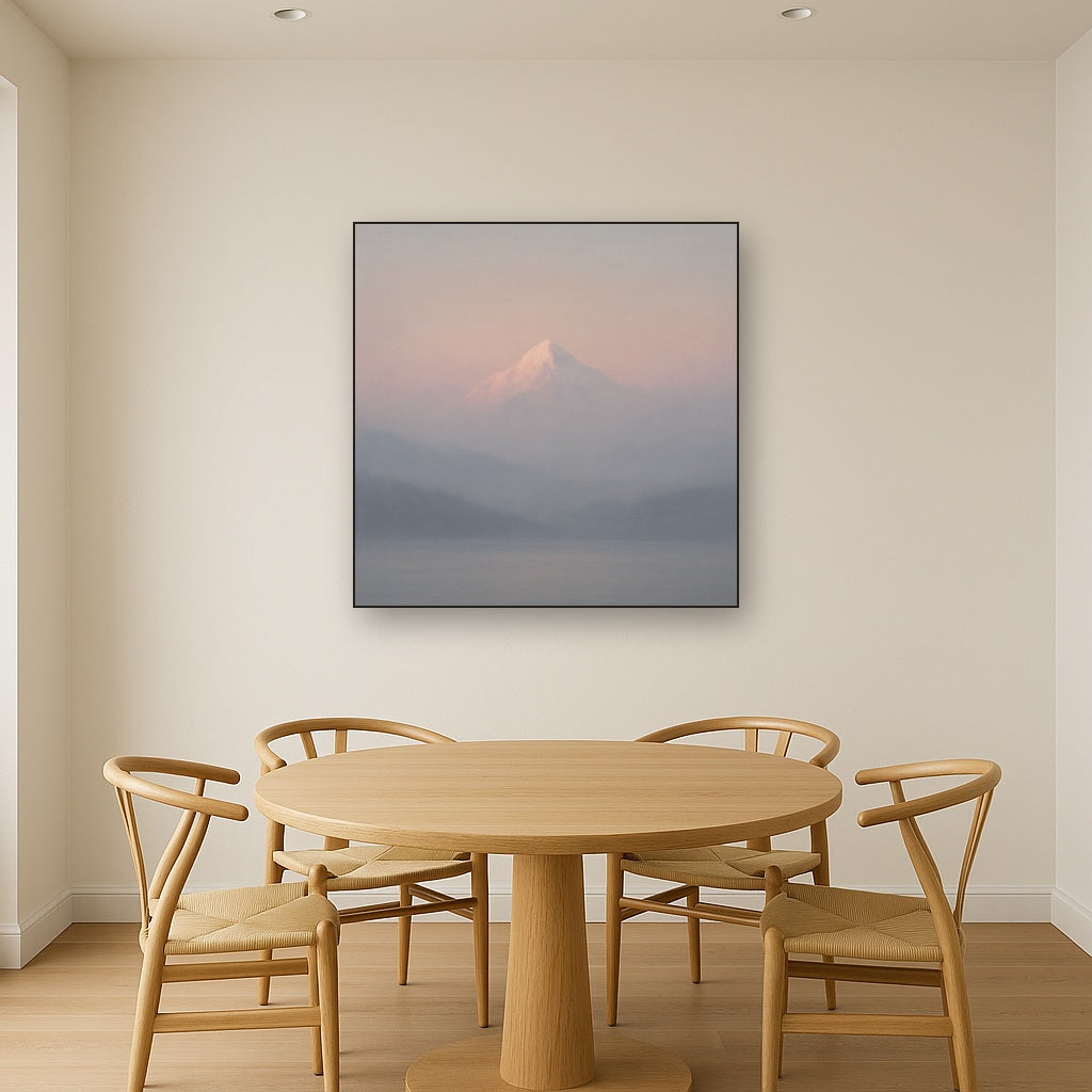 Pale Alpenglow over Distant Glacial Peak No. 10 Oil Painting - View 4