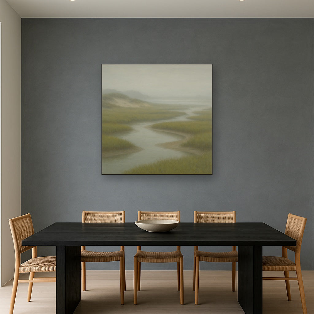 Morning Fog over Cape Cod Tidal Marsh No. 10 Oil Painting - View 4
