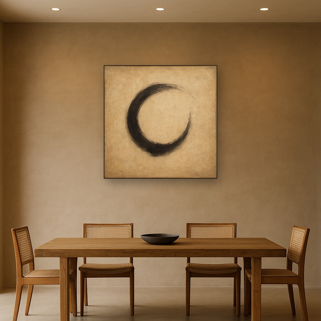 Aged Rice Paper & Charcoal Calligraphic Balance No. 25 Oil Painting - View 4