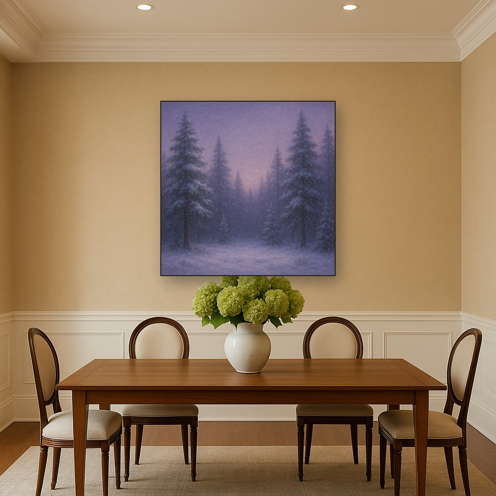 Quiet Pine Forest in Gentle Twilight Snow No. 6 Oil Painting - View 4