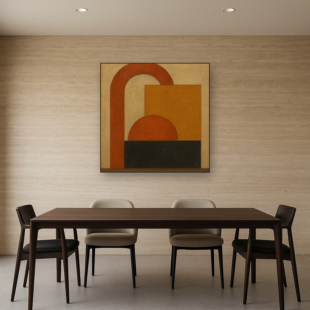 Bauhaus Archway & Terracotta Semicircle Suite No. 10 Fine Art Oil Painting - View 4