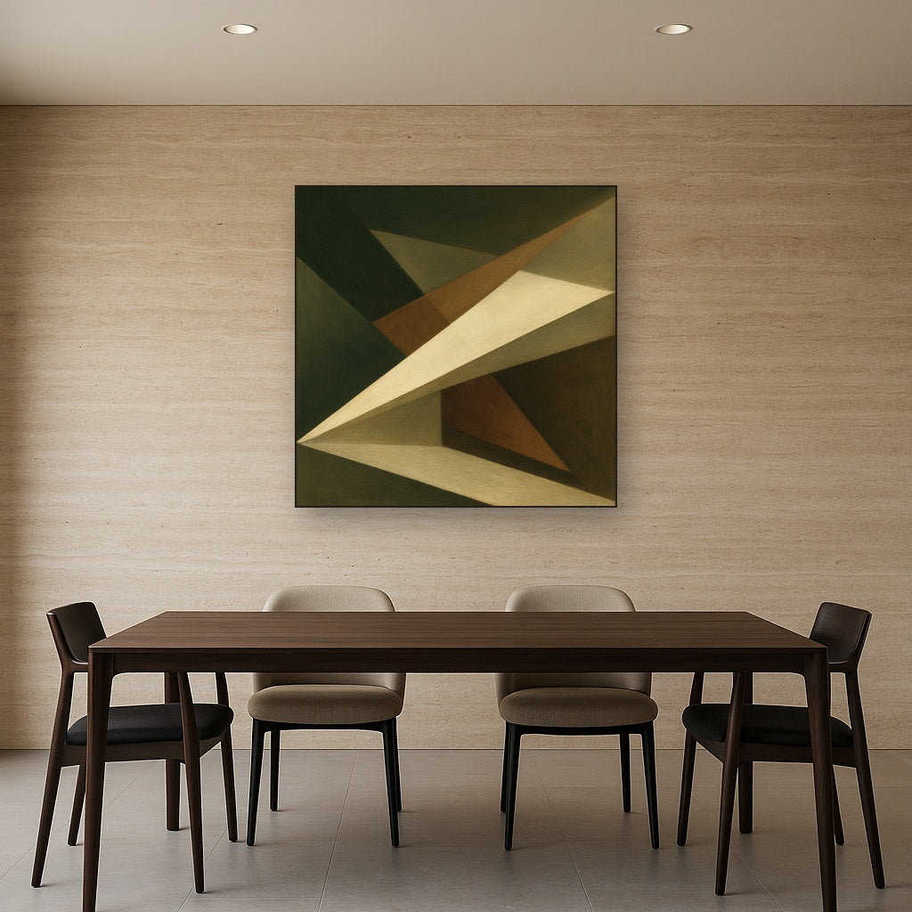 Kinetic Diagonal Planes in Forest & Alabaster No. 10 Fine Art Oil Painting - View 4