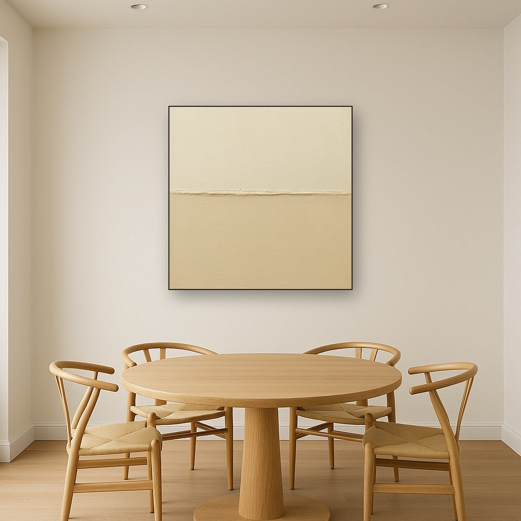 Minimalist White Horizon Band No. 7 - Modern Fine Art Oil Painting - View 4