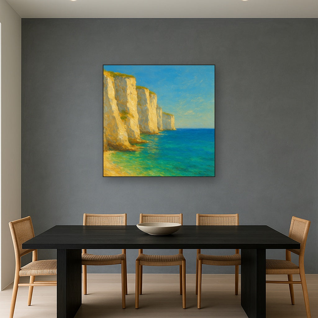 Mediterranean White Cliffs & Azure Horizon No. 5 Fine Art Oil Painting - View 4