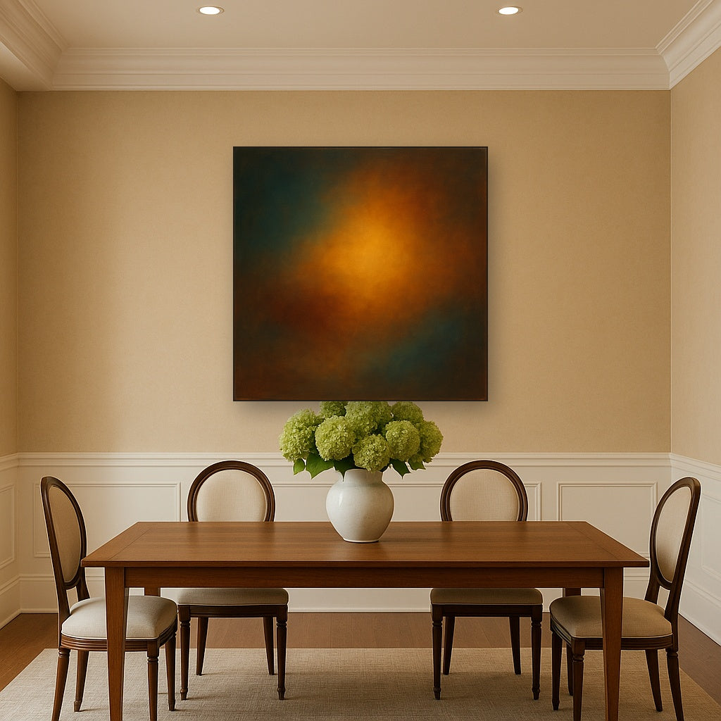 Deep Topaz & Spiced Terracotta Glow No. 5 Oil Painting - View 4