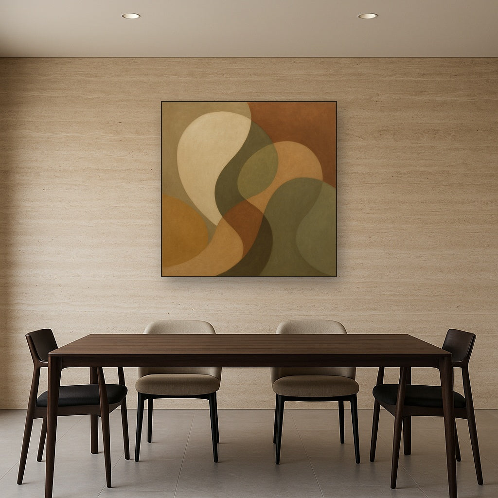 Organic Curved Shapes in Neutral Earth Pigments No. 7 Fine Art Oil Painting - View 4