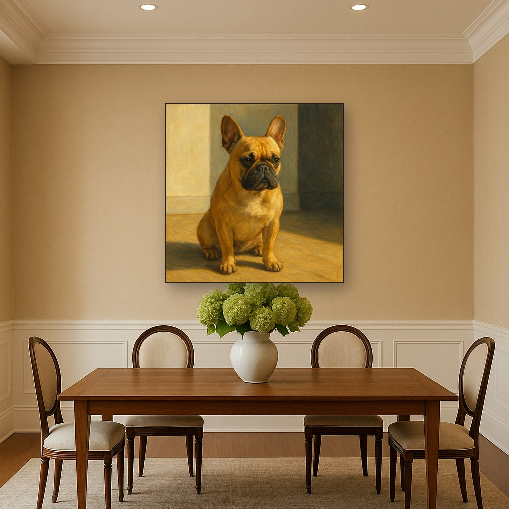 French Bulldog in Sunlit Minimalist Studio No. 11 Fine Art Oil Painting - View 4