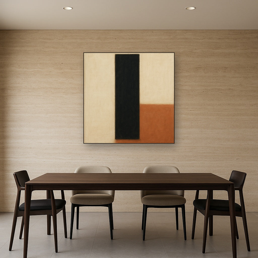 Deep Charcoal & Bone Monolith No. 1 - Modern Fine Art Oil Painting - View 4