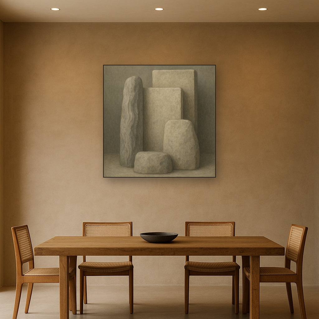 Driftwood Grey & Weathered Stone Monolith No. 6 Oil Painting - View 4